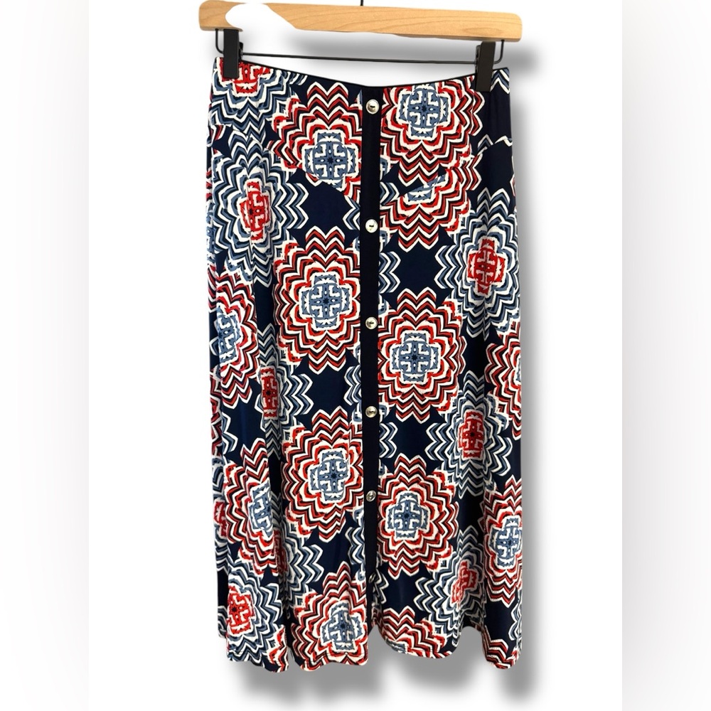 Blue and Red Textured Maxi Skirt for Casual‎ Wear Size L EUC